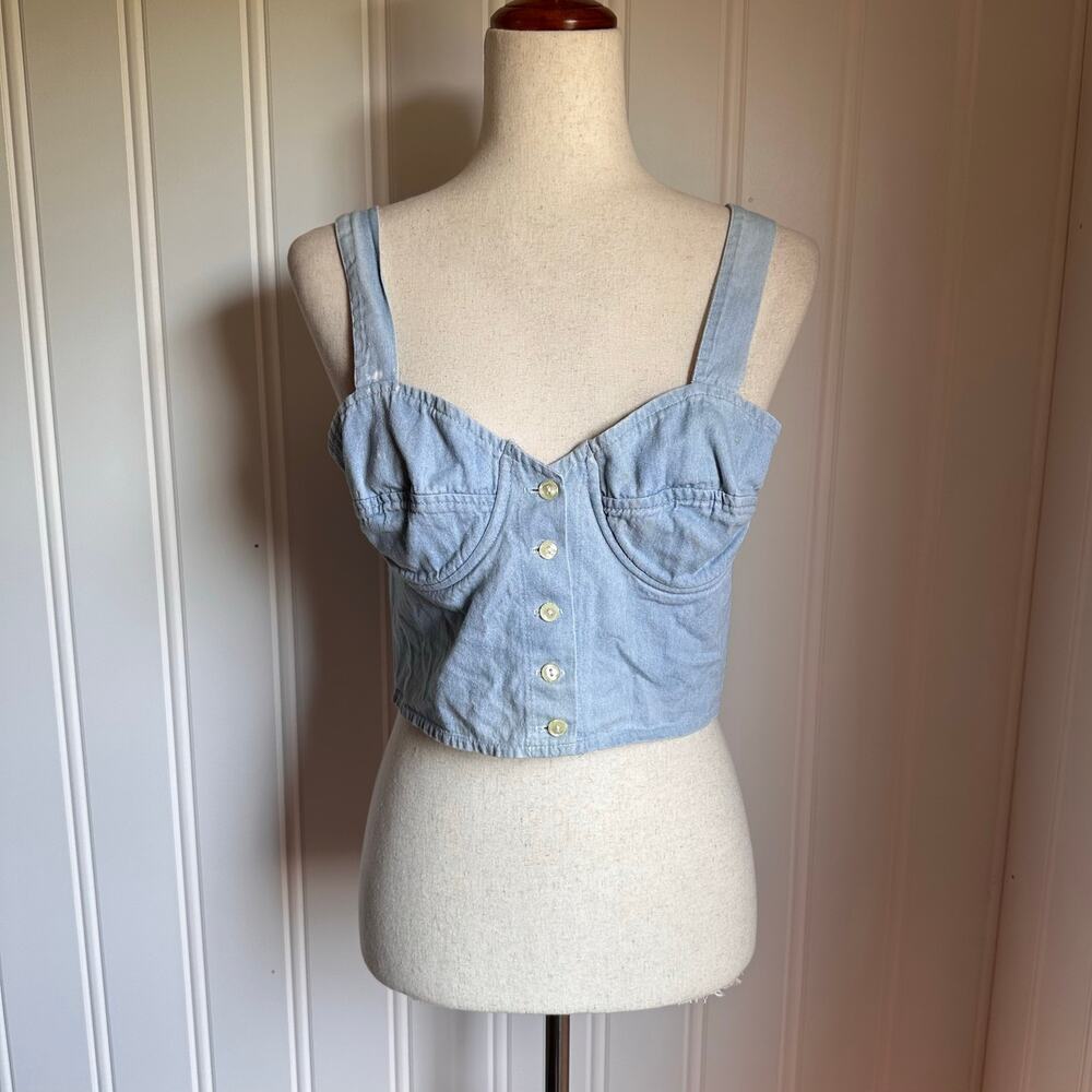 Vintage 90s Denim Crop Top M